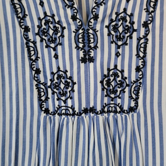 NWOT Ann Taylor Loft Striped Embroidered Bell Sleeve Top Size Small - Picture 13 of 13